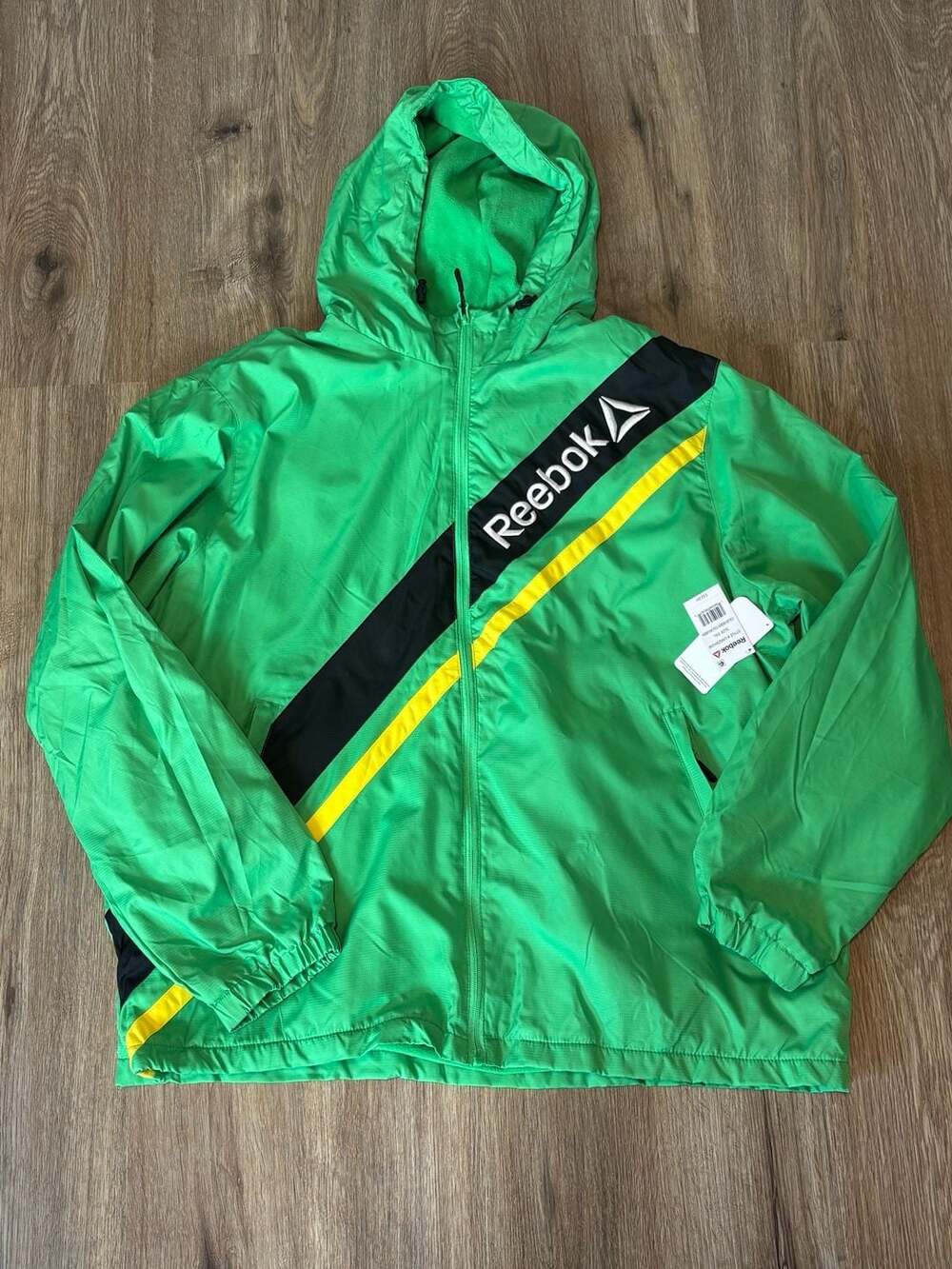 Reebok Anden Toucan Green Full-Zip Hooded Windbreaker Jacket Size 3XL
